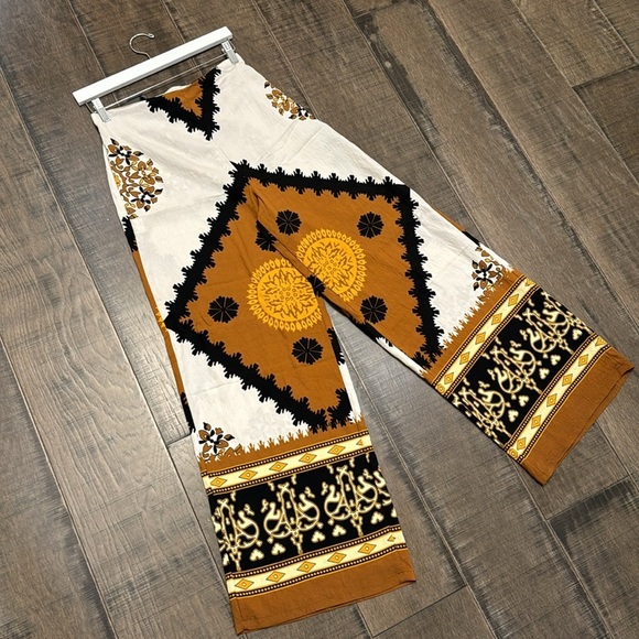 NWT MITARA HIGH WAIST WIDE LEG PRINTED LINEN PANTS SIZE M - Picture 9 of 16